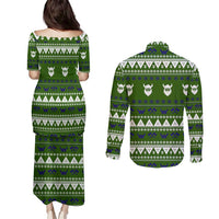 Amazing Viking Christmas Couples Matching Puletasi and Long Sleeve Button Shirt Xmas Holiday Patterns - Wonder Print Shop