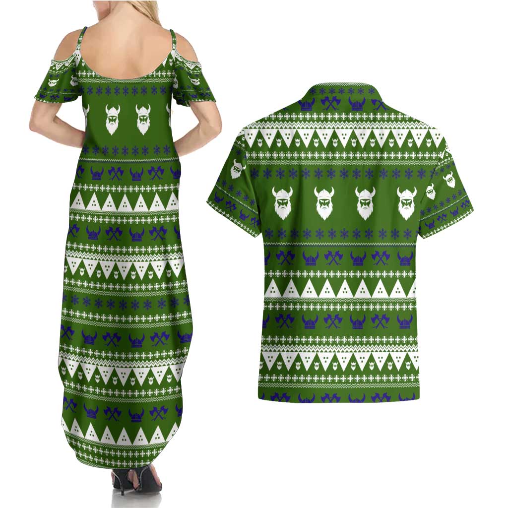 Amazing Viking Christmas Couples Matching Summer Maxi Dress and Hawaiian Shirt Xmas Holiday Patterns - Wonder Print Shop