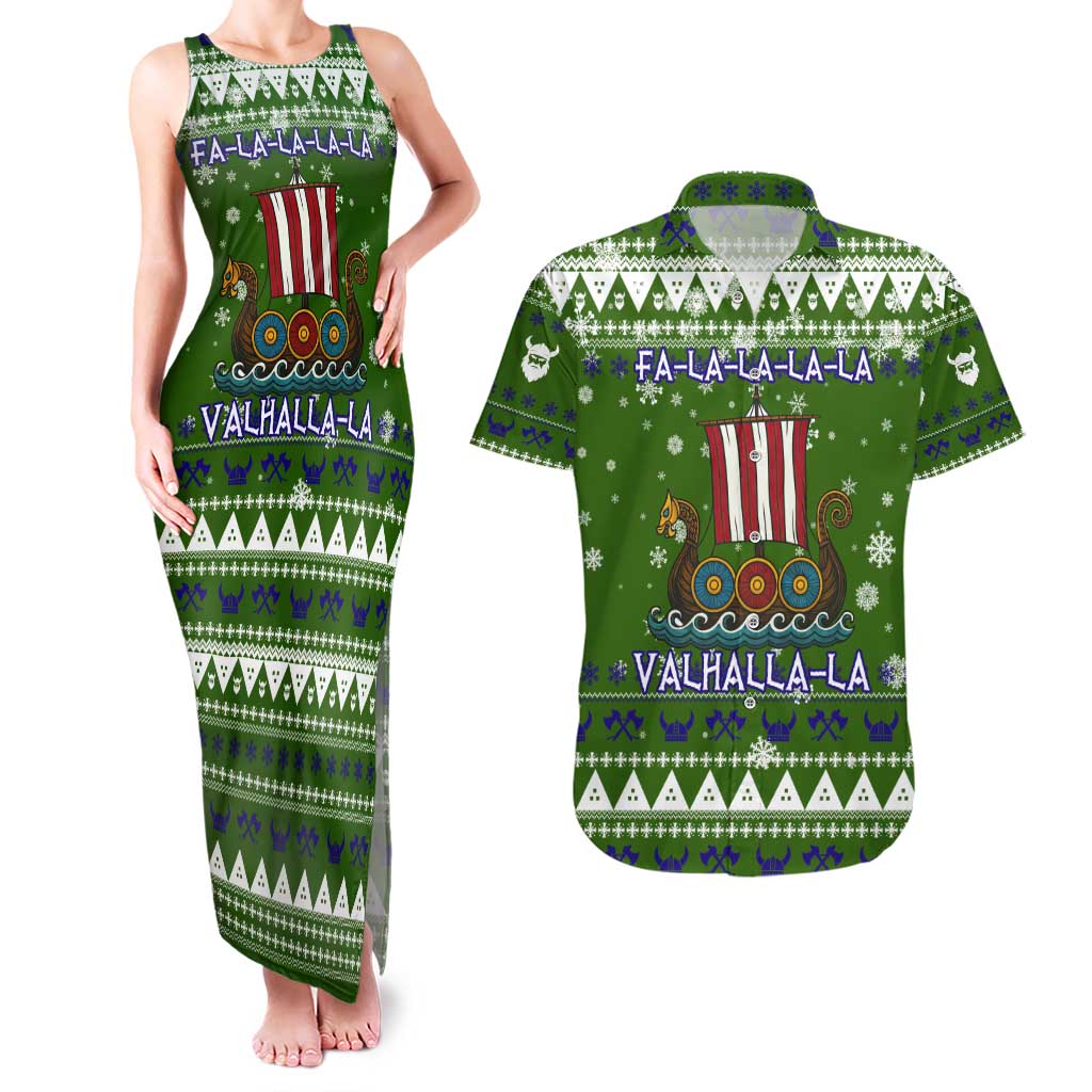 Amazing Viking Christmas Couples Matching Tank Maxi Dress and Hawaiian Shirt Xmas Holiday Patterns - Wonder Print Shop