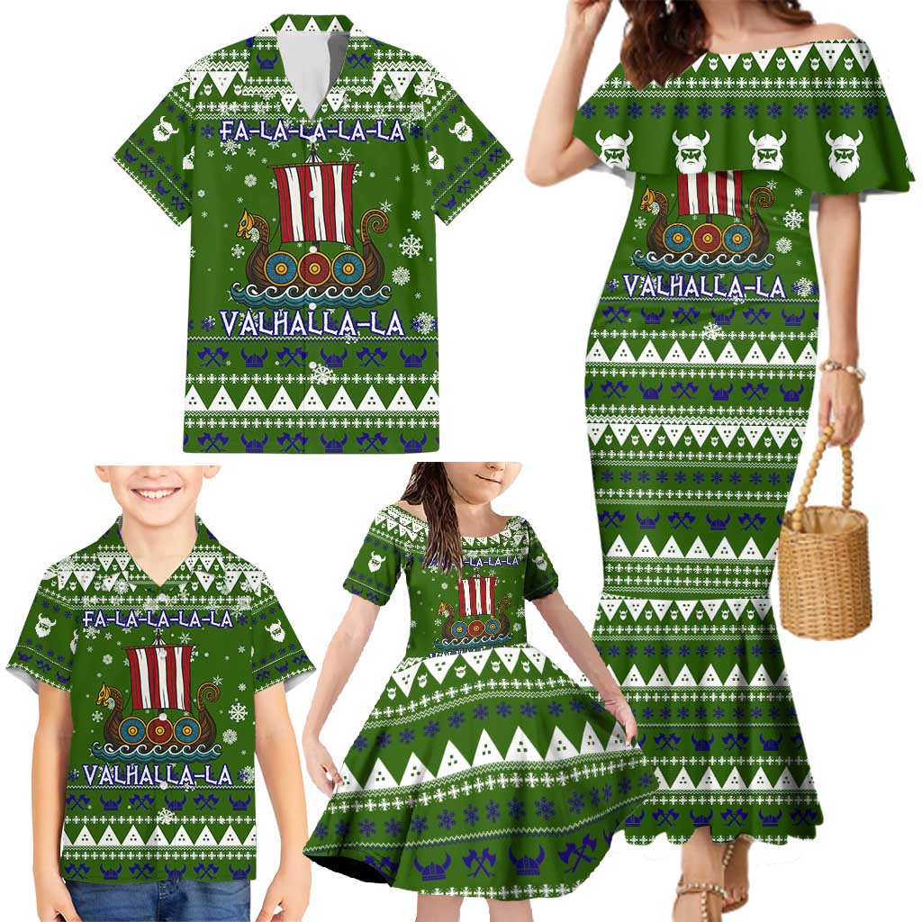 Amazing Viking Christmas Family Matching Mermaid Dress and Hawaiian Shirt Xmas Holiday Patterns - Wonder Print Shop