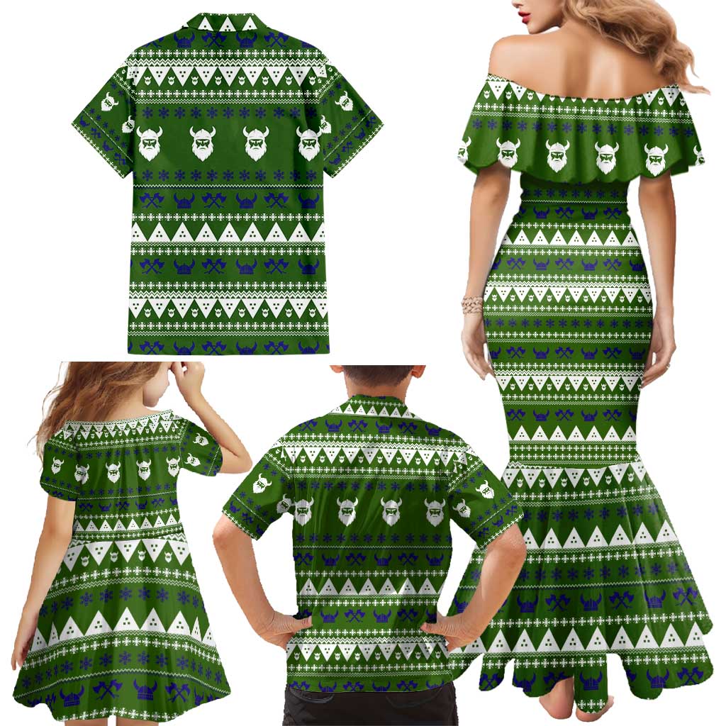 Amazing Viking Christmas Family Matching Mermaid Dress and Hawaiian Shirt Xmas Holiday Patterns - Wonder Print Shop