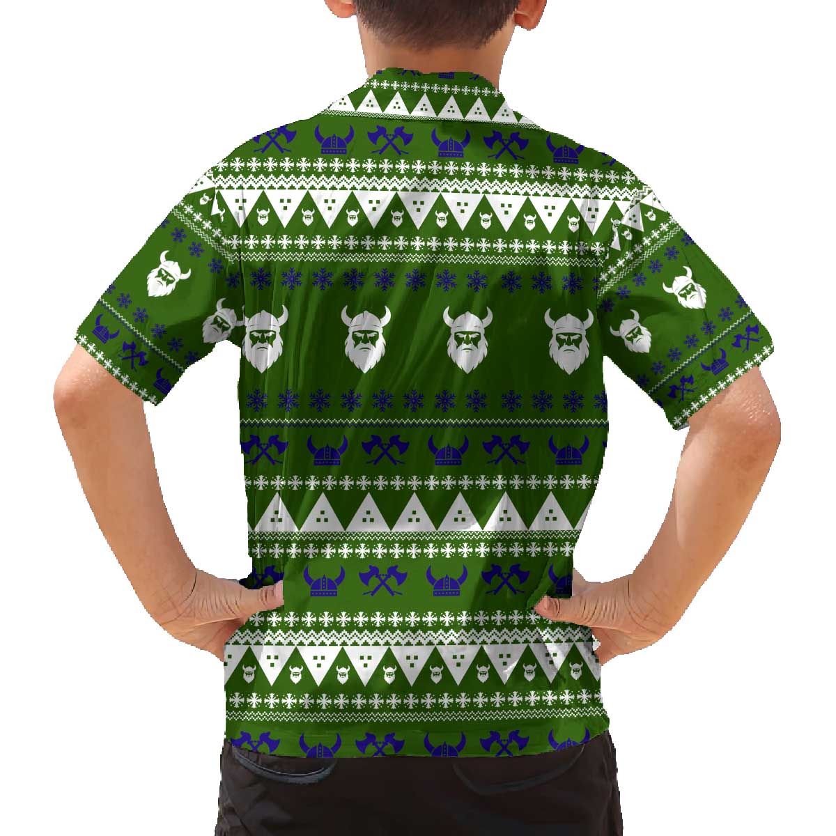 Amazing Viking Christmas Family Matching Off The Shoulder Long Sleeve Dress and Hawaiian Shirt Xmas Holiday Patterns - Wonder Print Shop
