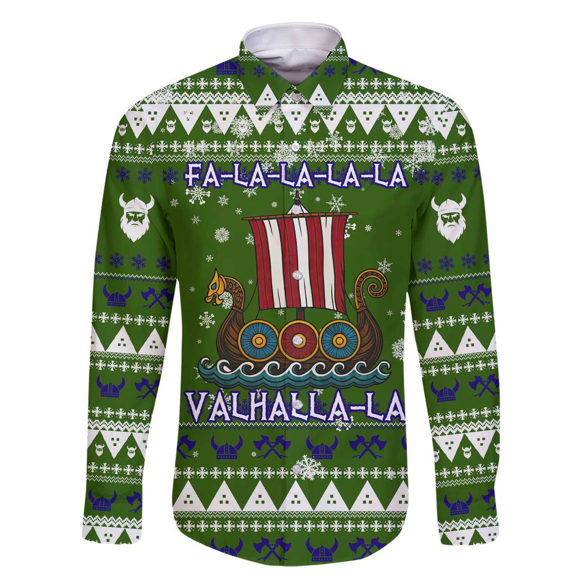 Amazing Viking Christmas Family Matching Off The Shoulder Long Sleeve Dress and Hawaiian Shirt Xmas Holiday Patterns - Wonder Print Shop