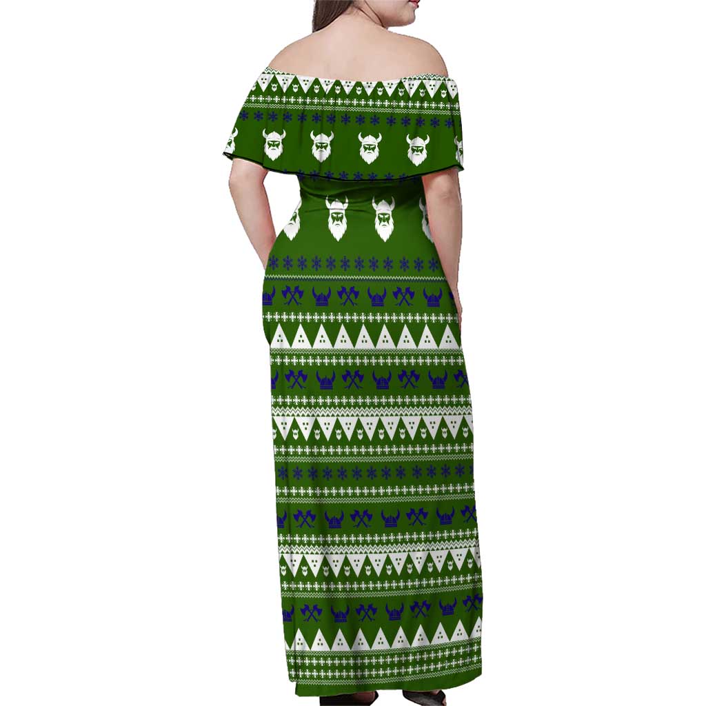 Amazing Viking Christmas Family Matching Off Shoulder Maxi Dress and Hawaiian Shirt Xmas Holiday Patterns - Wonder Print Shop