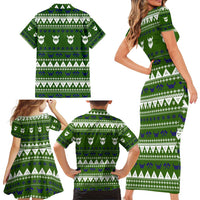 Amazing Viking Christmas Family Matching Short Sleeve Bodycon Dress and Hawaiian Shirt Xmas Holiday Patterns - Wonder Print Shop