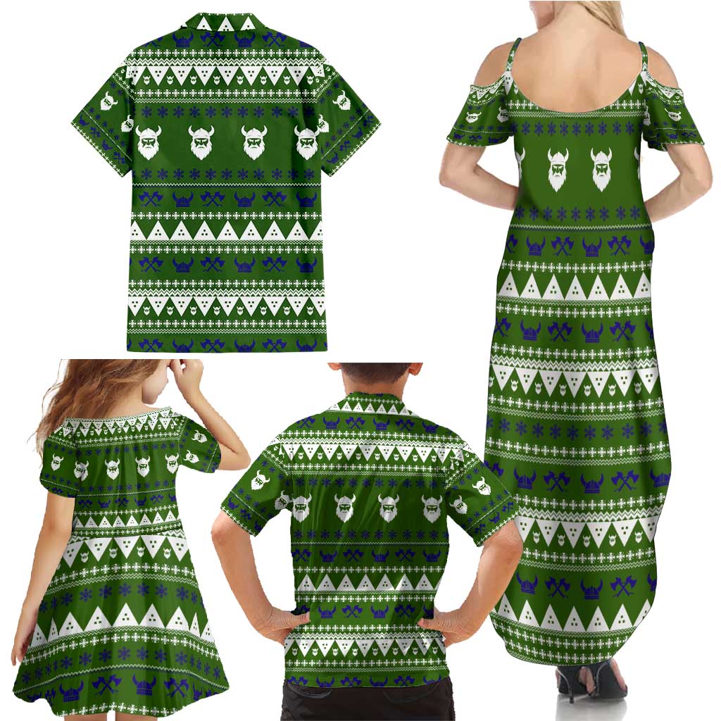 Amazing Viking Christmas Family Matching Summer Maxi Dress and Hawaiian Shirt Xmas Holiday Patterns - Wonder Print Shop