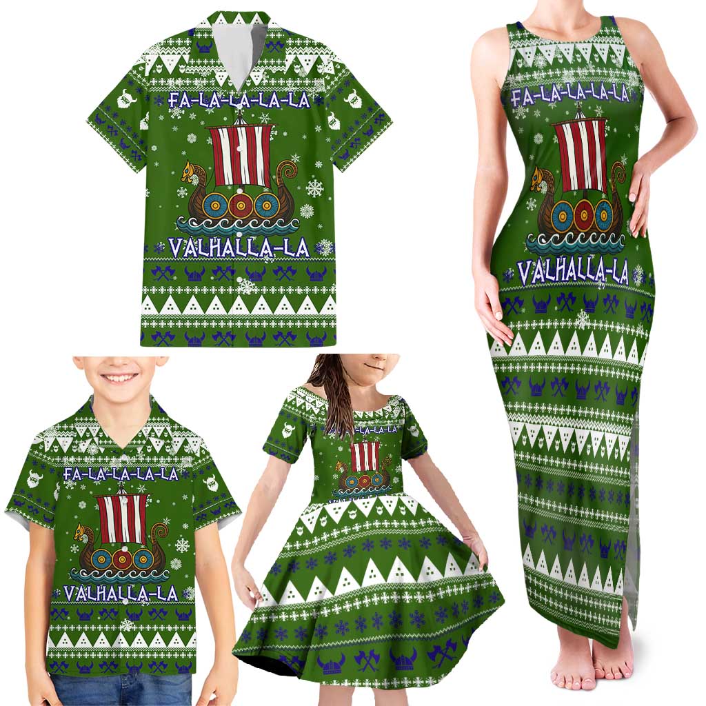 Amazing Viking Christmas Family Matching Tank Maxi Dress and Hawaiian Shirt Xmas Holiday Patterns - Wonder Print Shop