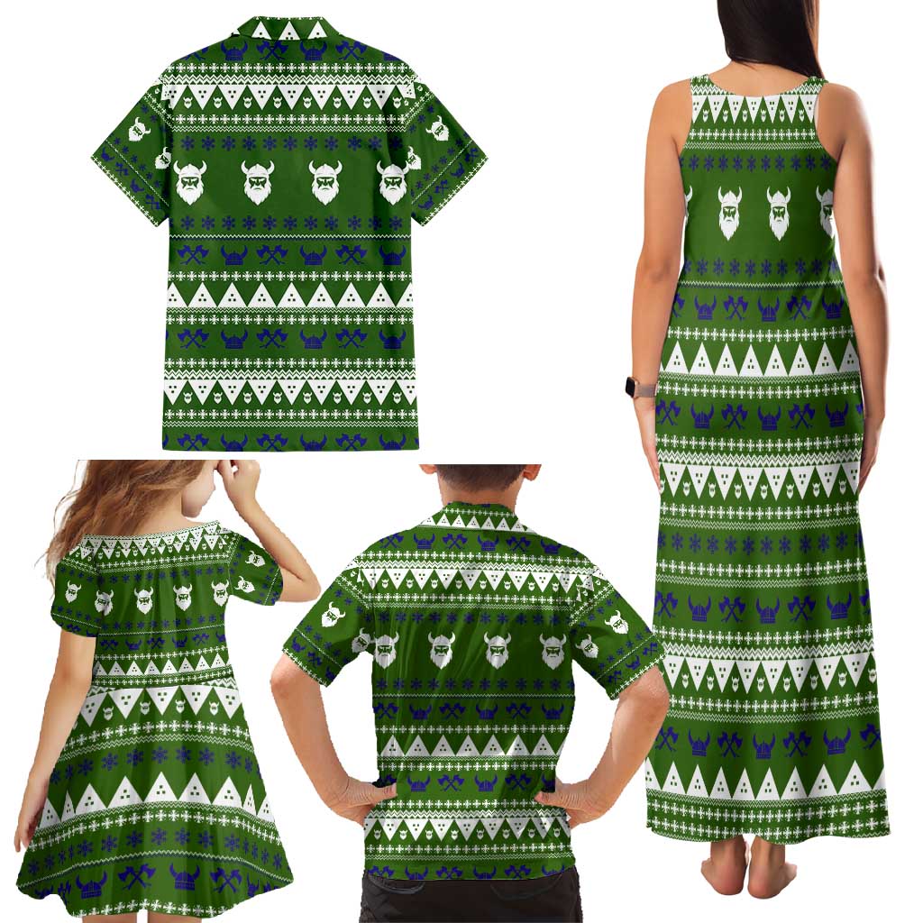 Amazing Viking Christmas Family Matching Tank Maxi Dress and Hawaiian Shirt Xmas Holiday Patterns - Wonder Print Shop
