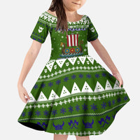 Amazing Viking Christmas Kid Short Sleeve Dress Xmas Holiday Patterns - Wonder Print Shop