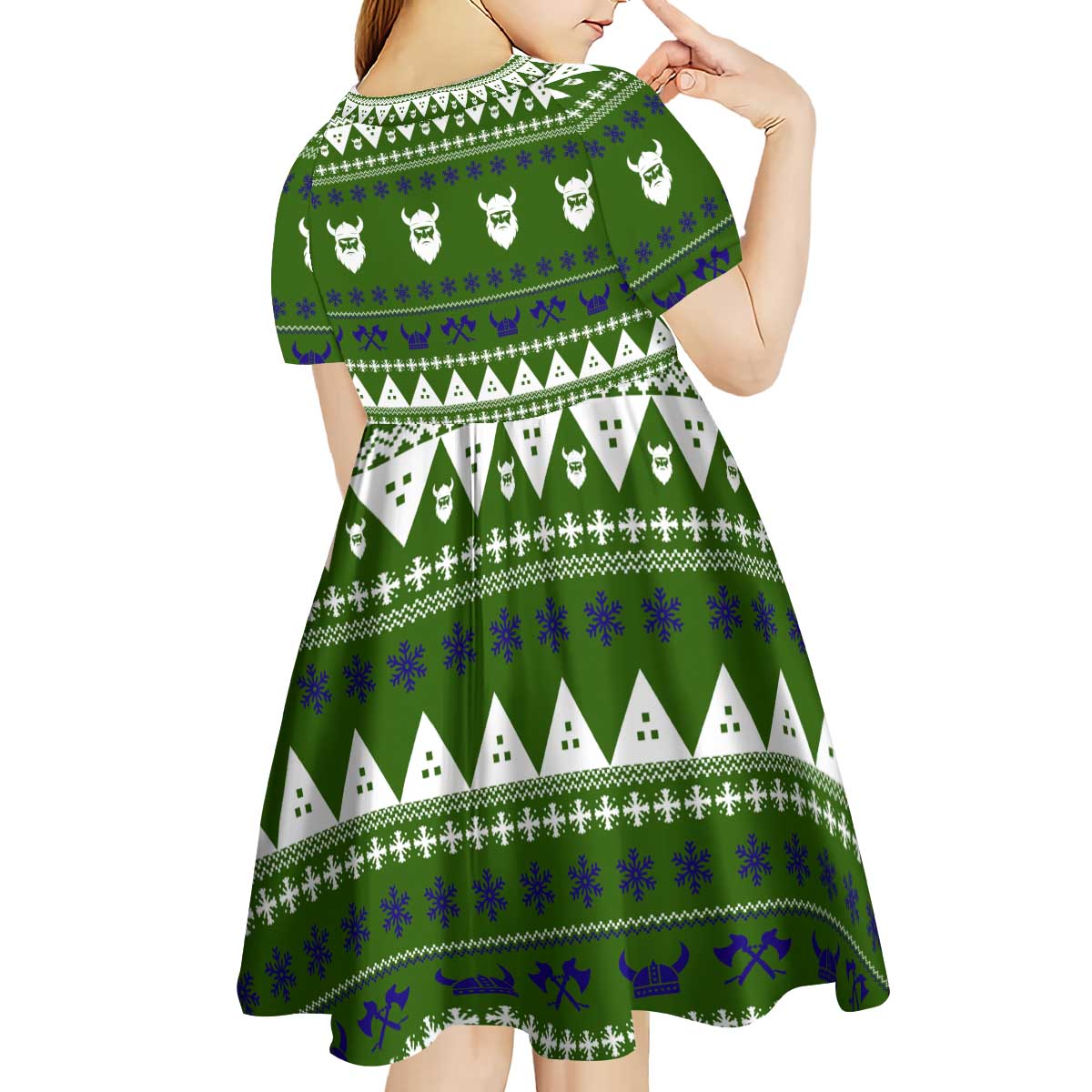 Amazing Viking Christmas Kid Short Sleeve Dress Xmas Holiday Patterns - Wonder Print Shop