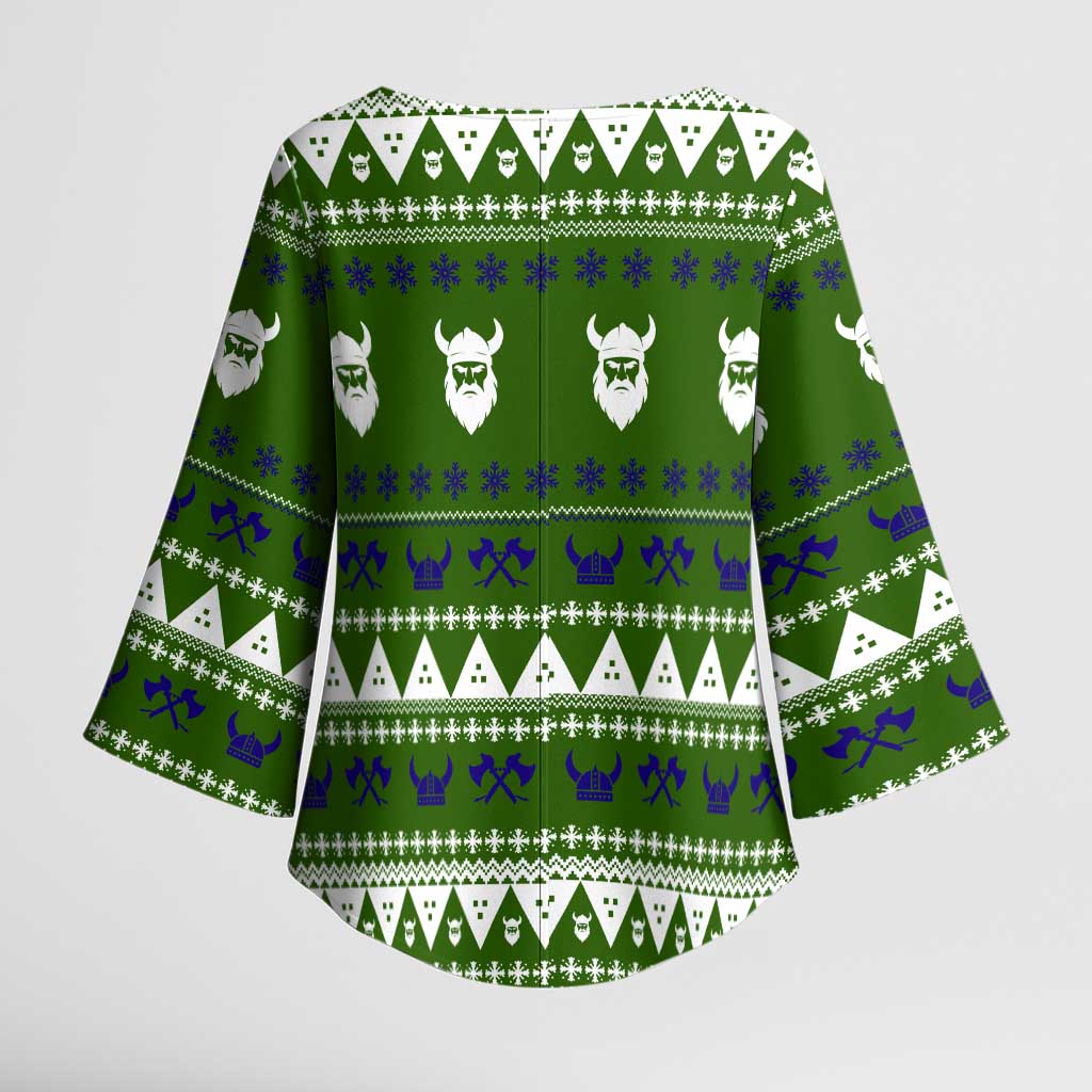 Amazing Viking Christmas Kimono Sleeve Blouse Xmas Holiday Patterns - Wonder Print Shop