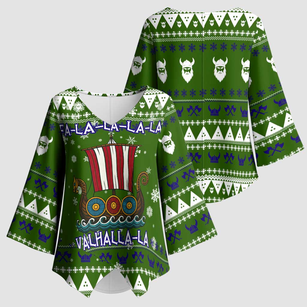Amazing Viking Christmas Kimono Sleeve Blouse Xmas Holiday Patterns - Wonder Print Shop