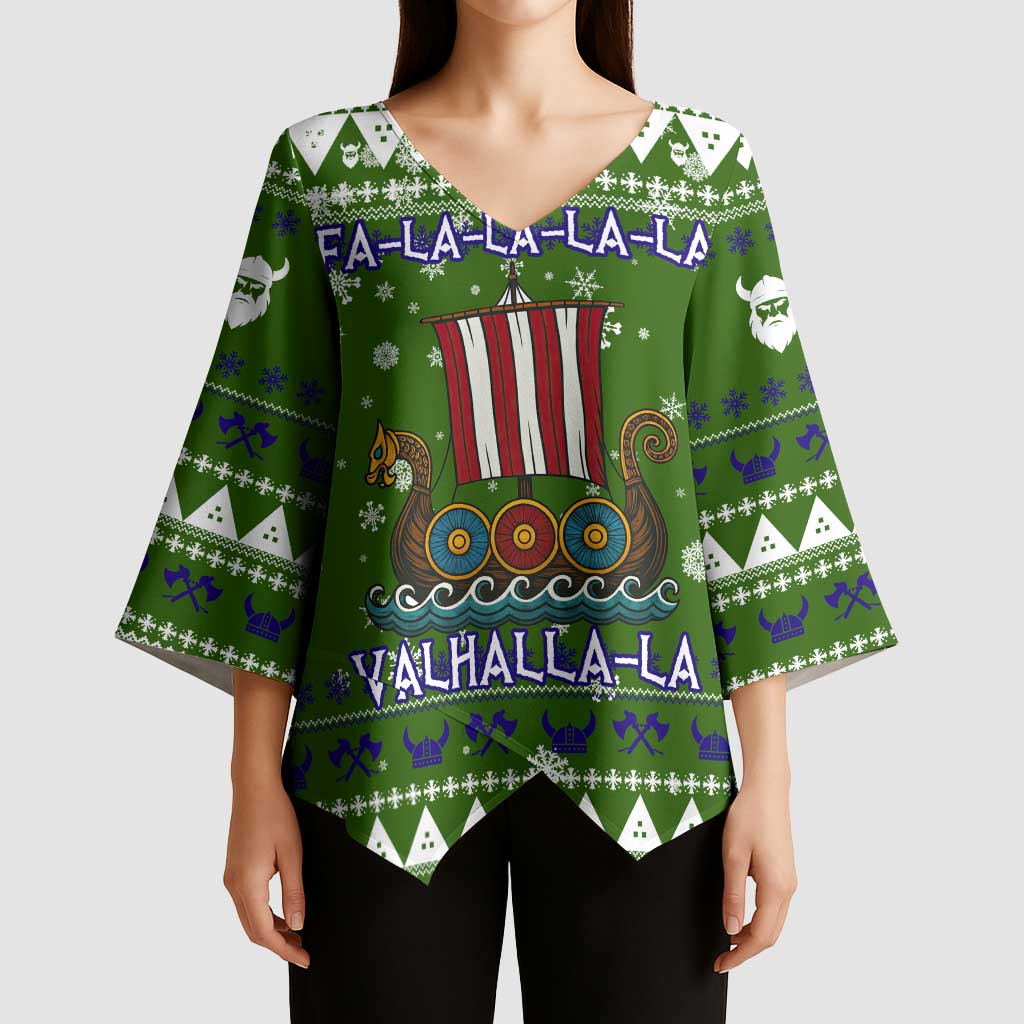 Amazing Viking Christmas Kimono Sleeve Blouse Xmas Holiday Patterns - Wonder Print Shop