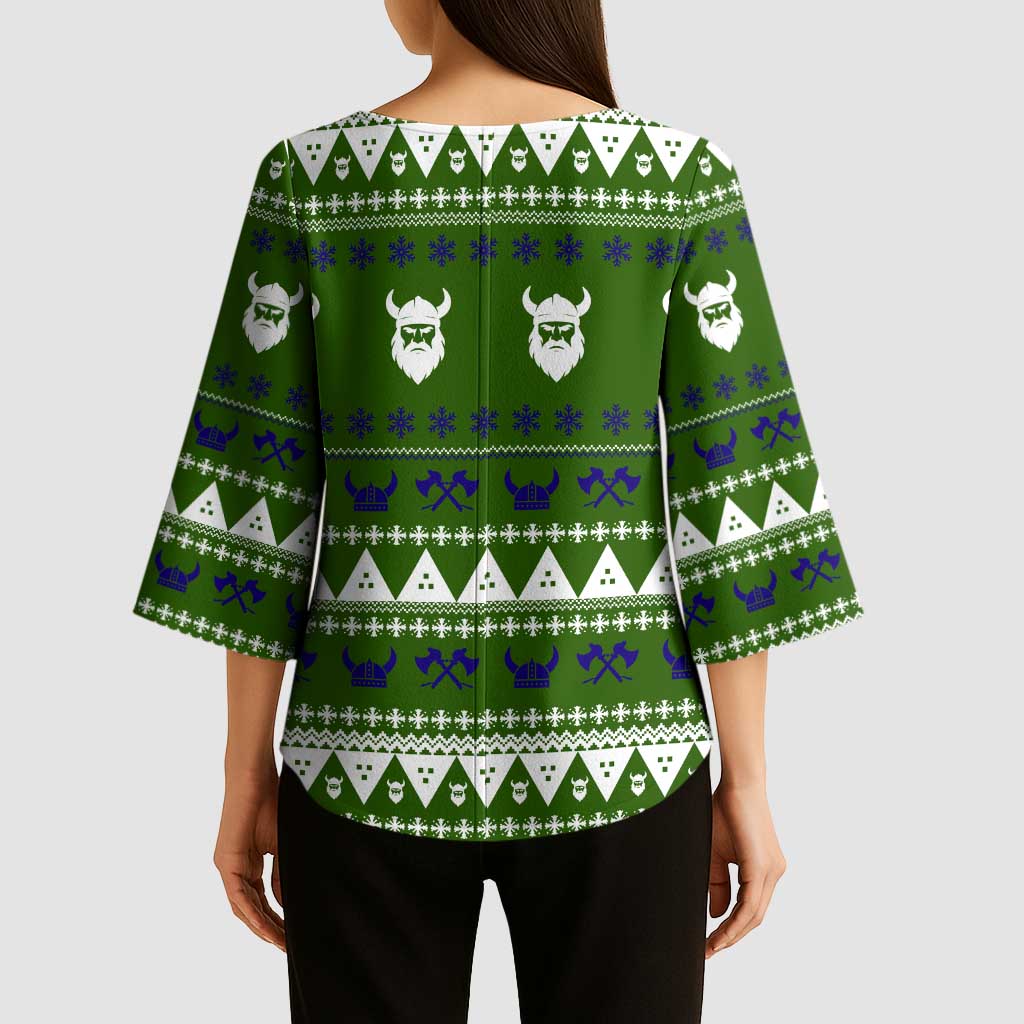Amazing Viking Christmas Kimono Sleeve Blouse Xmas Holiday Patterns - Wonder Print Shop