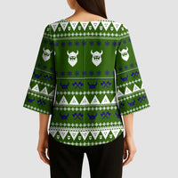 Amazing Viking Christmas Kimono Sleeve Blouse Xmas Holiday Patterns - Wonder Print Shop
