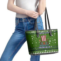 Amazing Viking Christmas Leather Tote Bag Xmas Holiday Patterns - Wonder Print Shop