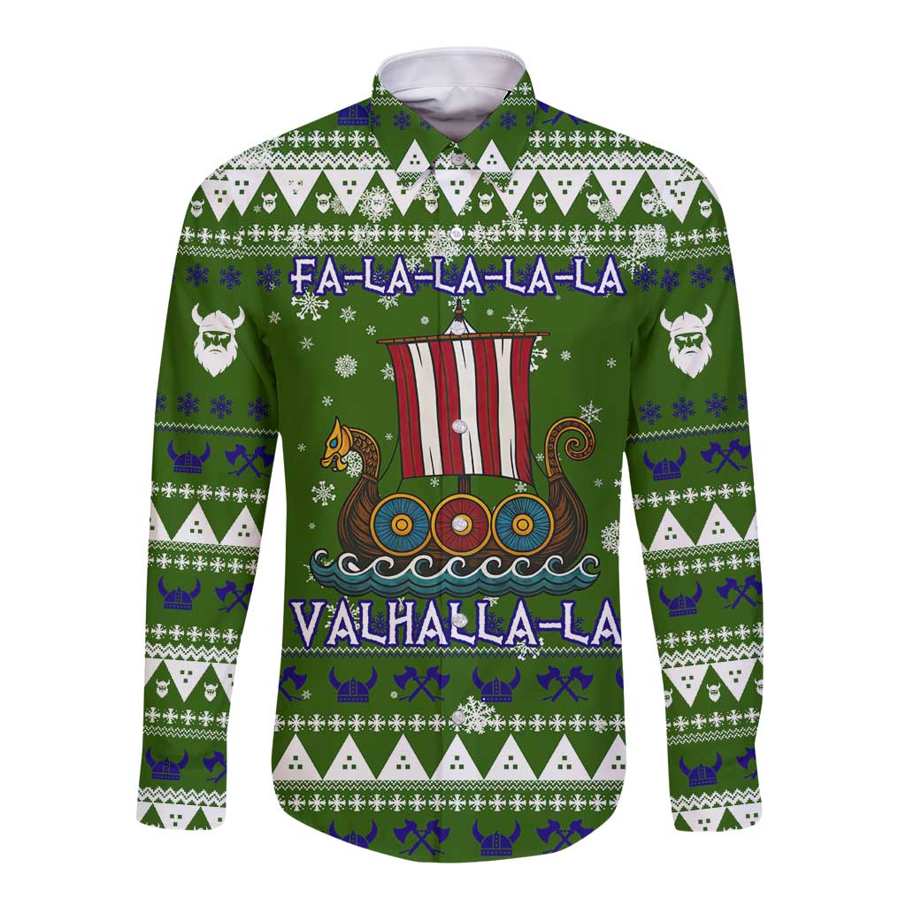Amazing Viking Christmas Long Sleeve Button Shirt Xmas Holiday Patterns - Wonder Print Shop