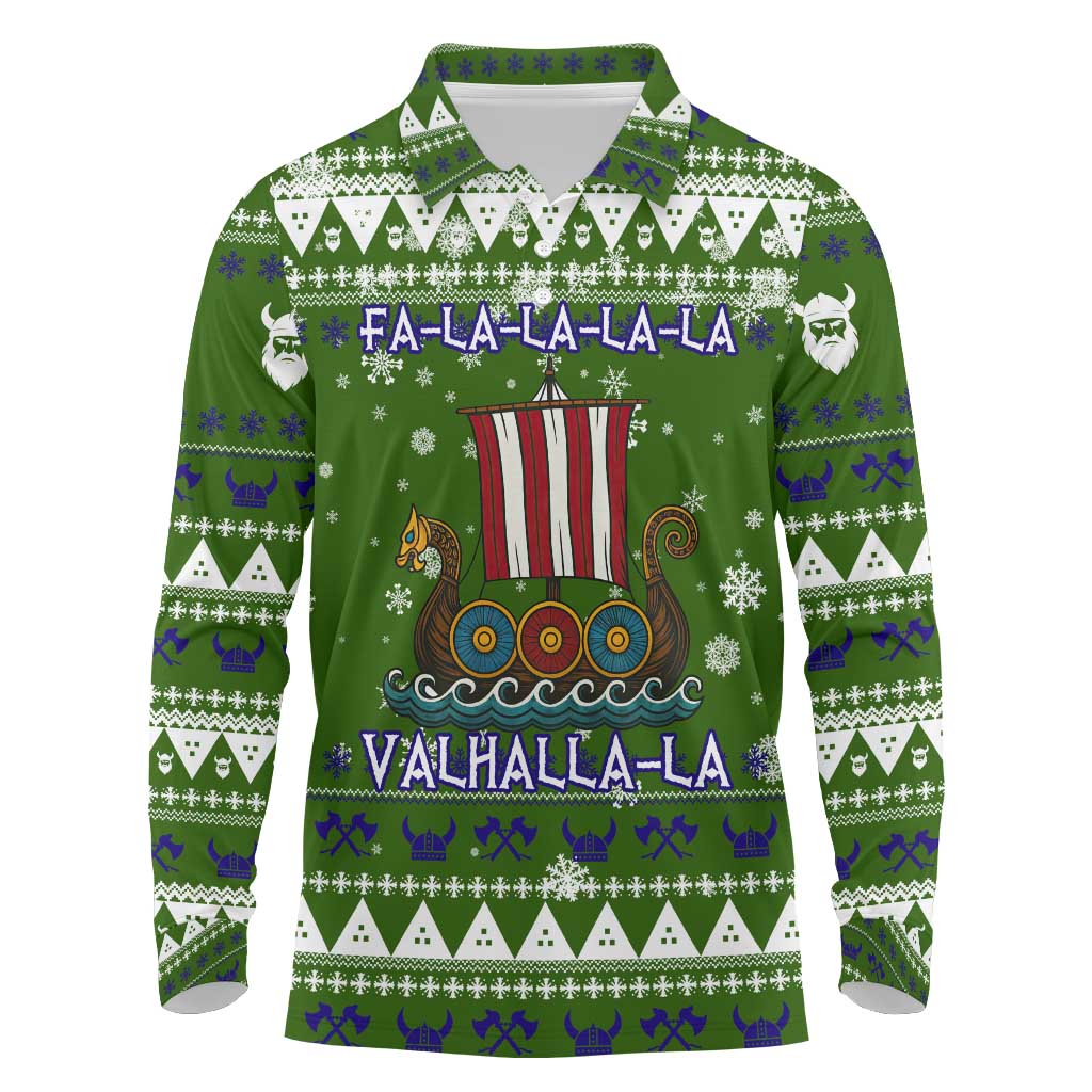 Amazing Viking Christmas Long Sleeve Polo Shirt Xmas Holiday Patterns - Wonder Print Shop