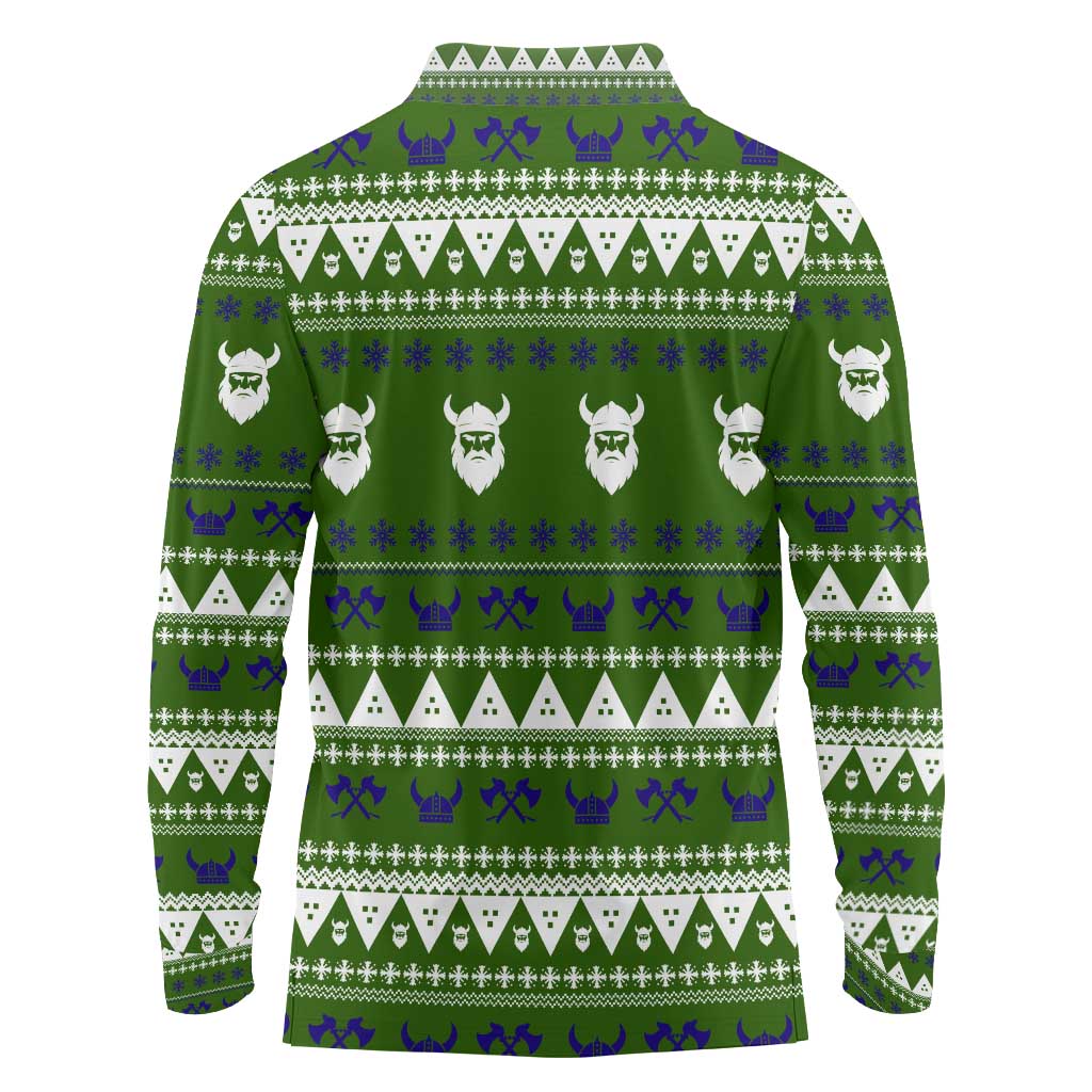 Amazing Viking Christmas Long Sleeve Polo Shirt Xmas Holiday Patterns - Wonder Print Shop