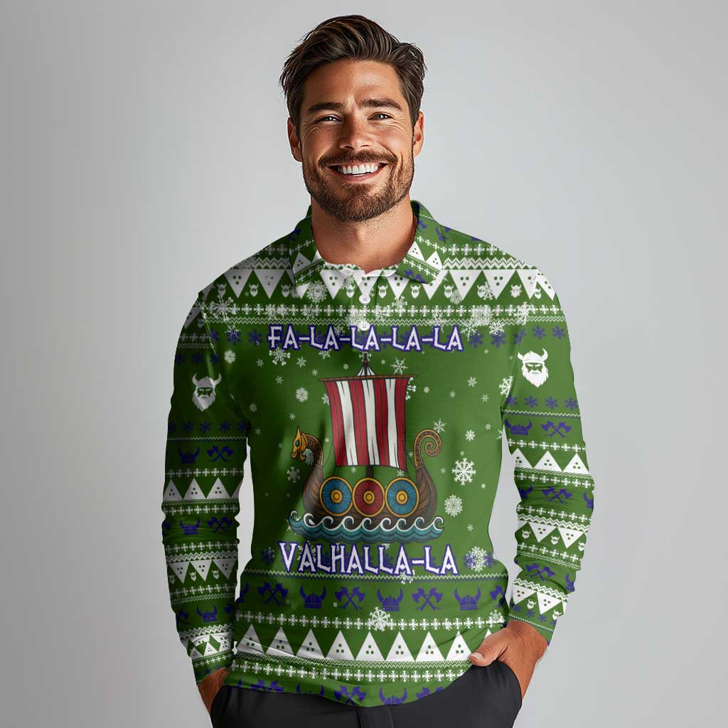 Amazing Viking Christmas Long Sleeve Polo Shirt Xmas Holiday Patterns - Wonder Print Shop