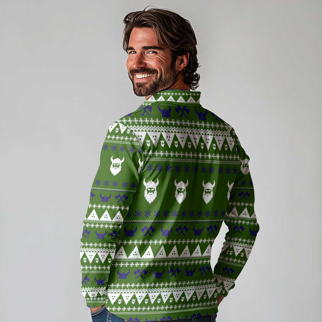 Amazing Viking Christmas Long Sleeve Polo Shirt Xmas Holiday Patterns - Wonder Print Shop
