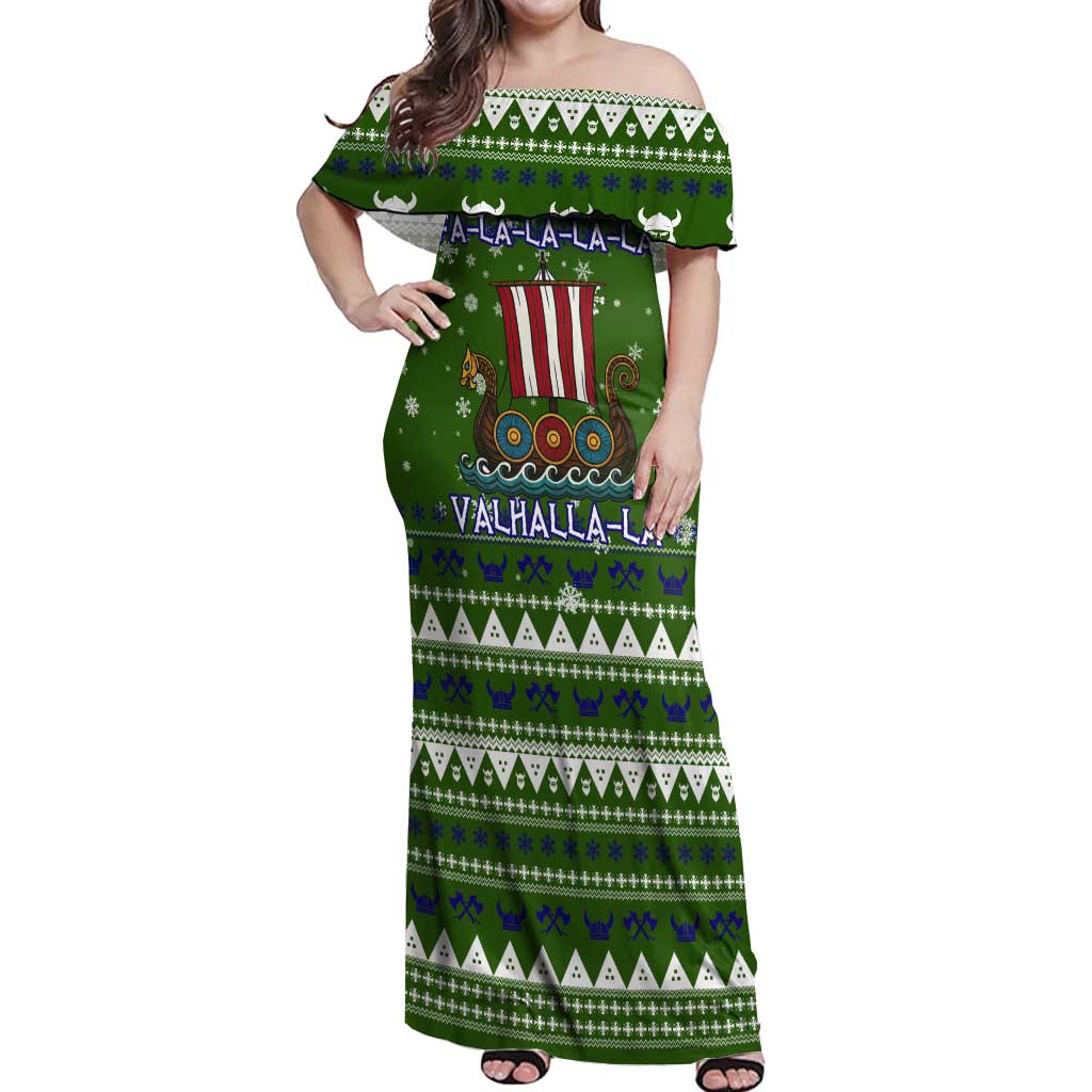 Amazing Viking Christmas Off Shoulder Maxi Dress Xmas Holiday Patterns - Wonder Print Shop