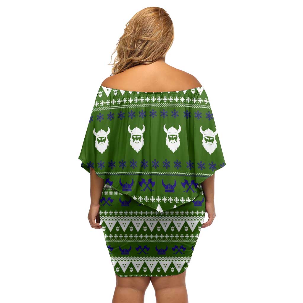 Amazing Viking Christmas Off Shoulder Short Dress Xmas Holiday Patterns - Wonder Print Shop