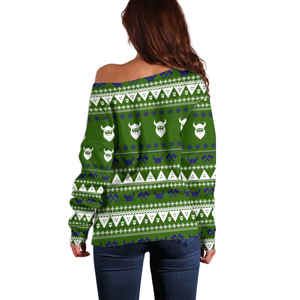 Amazing Viking Christmas Off Shoulder Sweater Xmas Holiday Patterns - Wonder Print Shop