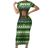 Amazing Viking Christmas Short Sleeve Bodycon Dress Xmas Holiday Patterns - Wonder Print Shop