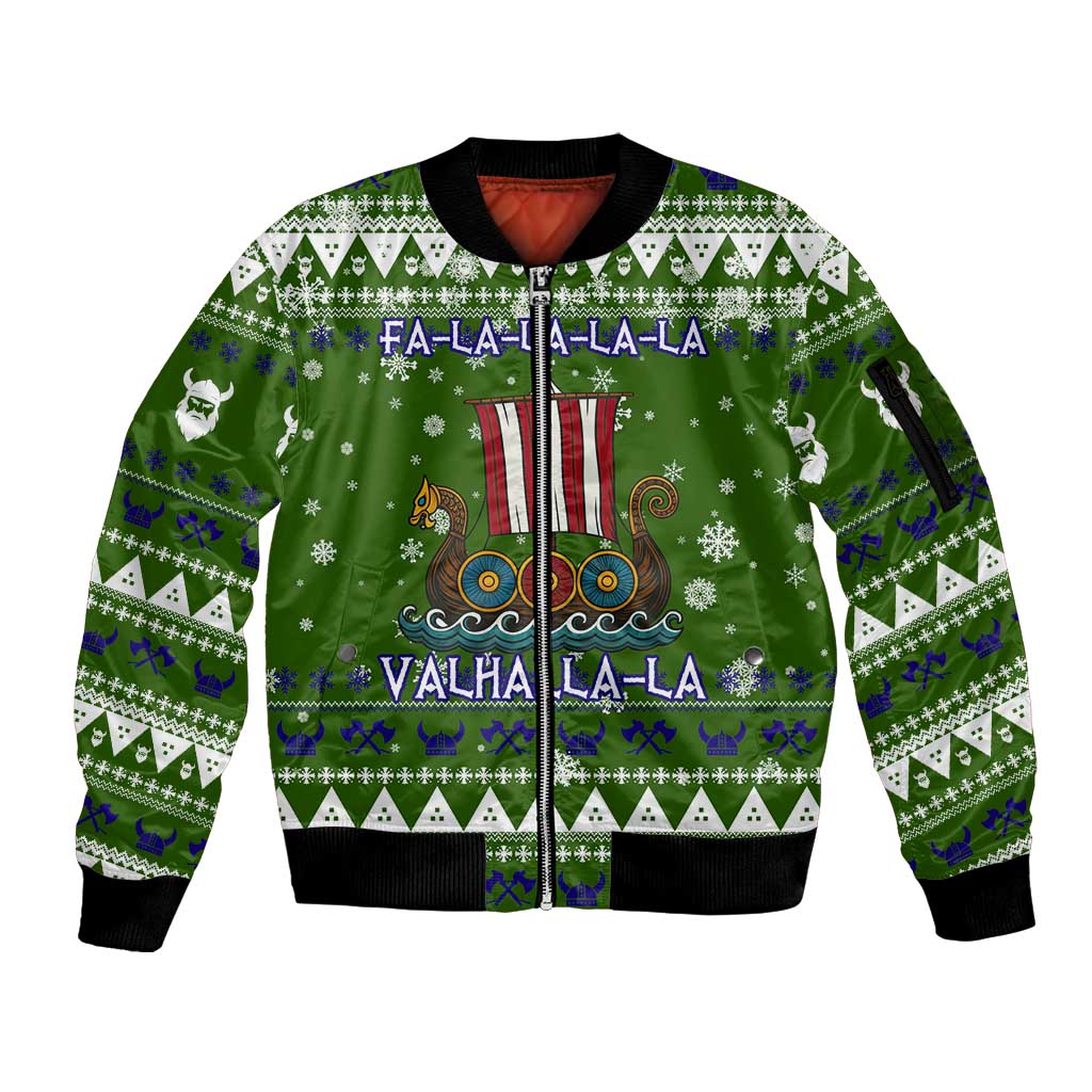 Amazing Viking Christmas Sleeve Zip Bomber Jacket Xmas Holiday Patterns - Wonder Print Shop