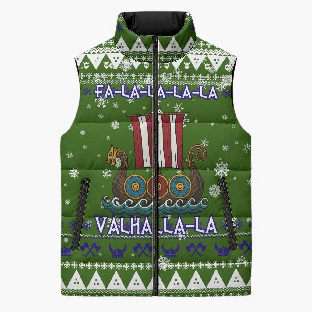 Amazing Viking Christmas Sleeveless Puffer Jacket Xmas Holiday Patterns - Wonder Print Shop