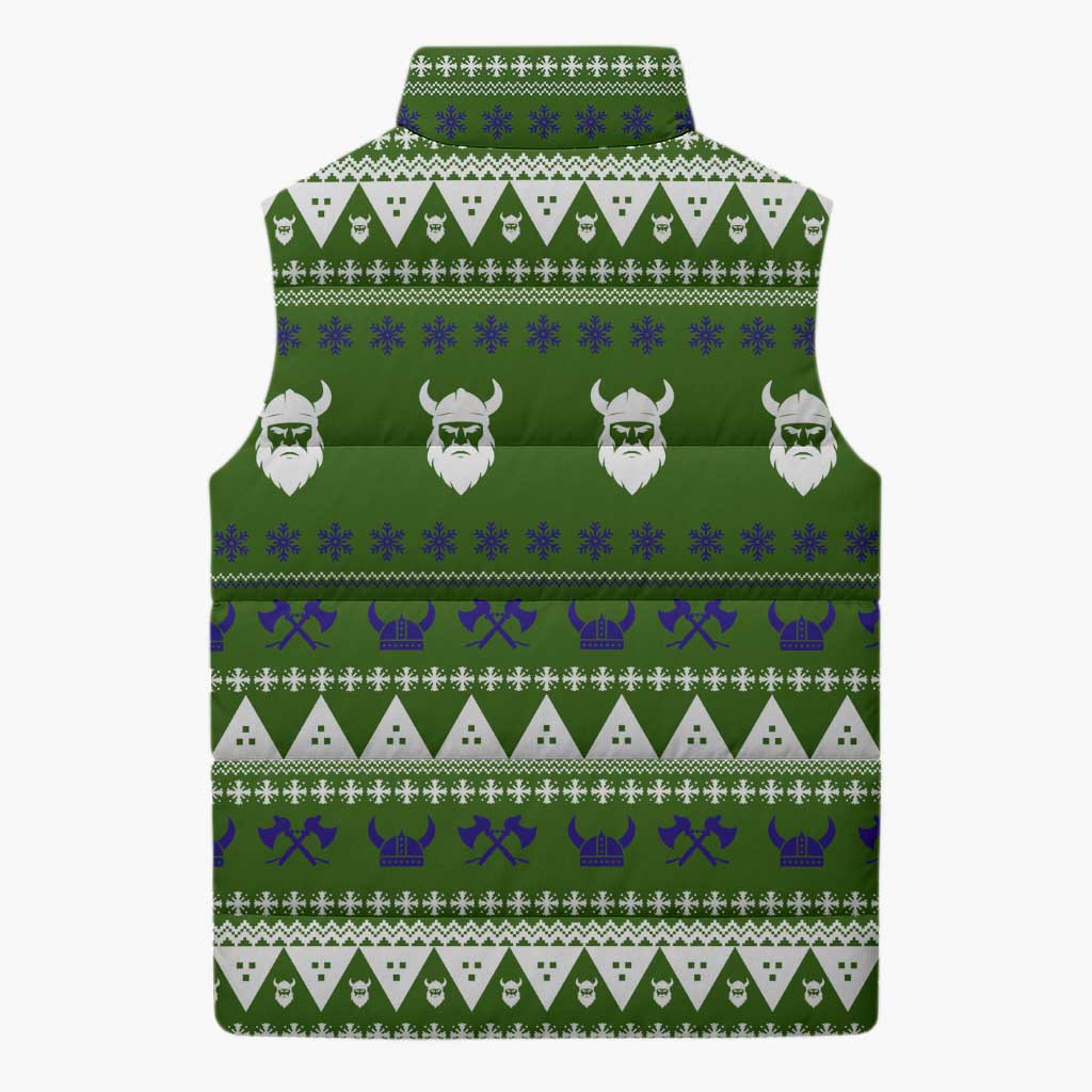 Amazing Viking Christmas Sleeveless Puffer Jacket Xmas Holiday Patterns - Wonder Print Shop