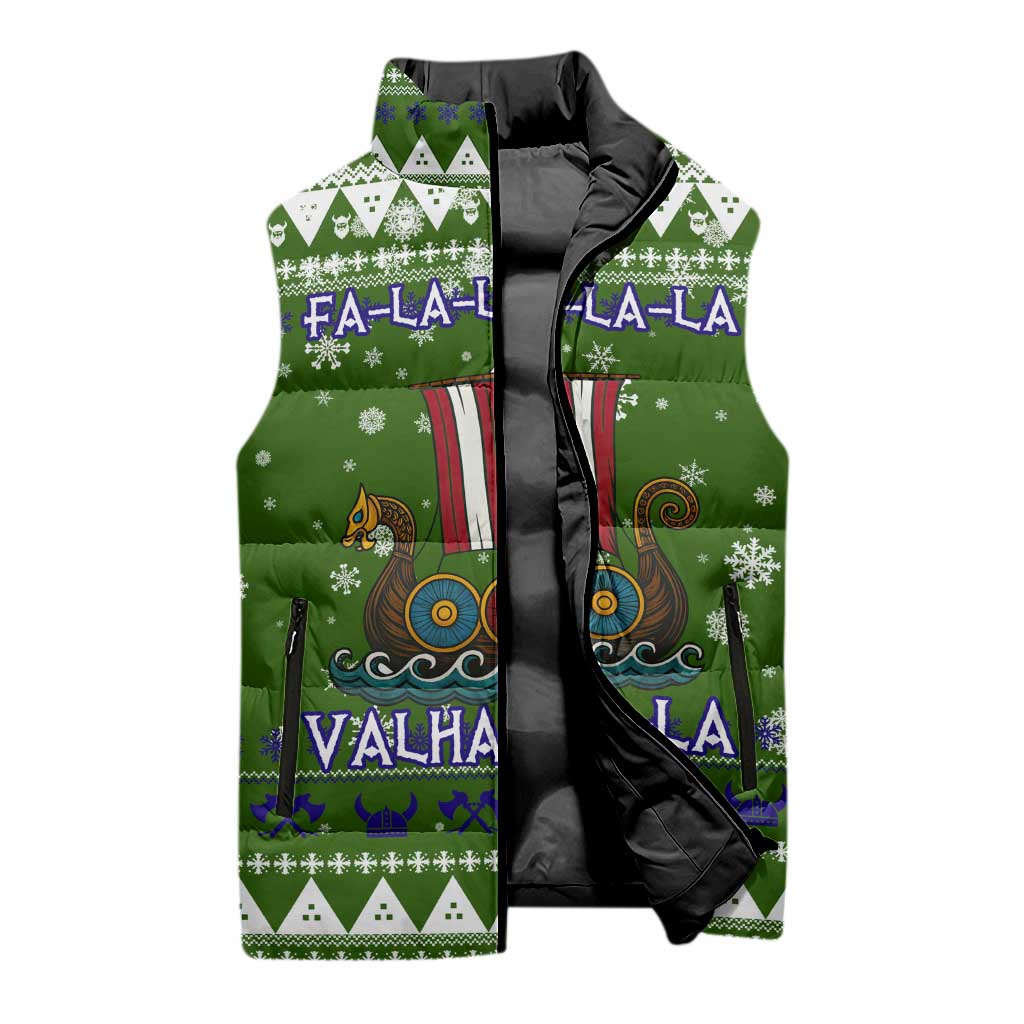 Amazing Viking Christmas Sleeveless Puffer Jacket Xmas Holiday Patterns - Wonder Print Shop