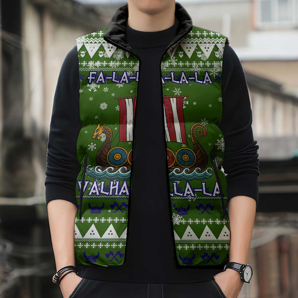 Amazing Viking Christmas Sleeveless Puffer Jacket Xmas Holiday Patterns - Wonder Print Shop