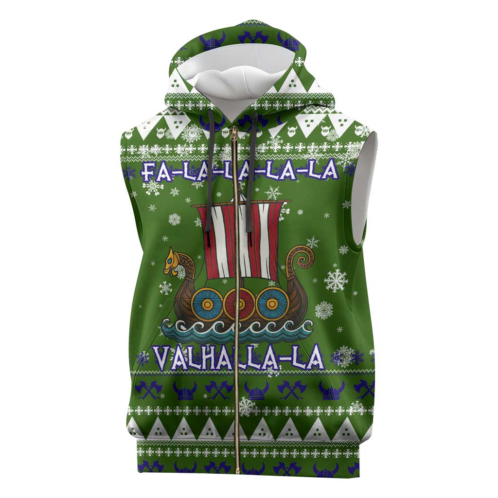 Amazing Viking Christmas Sleeveless Zip Hoodie Xmas Holiday Patterns - Wonder Print Shop