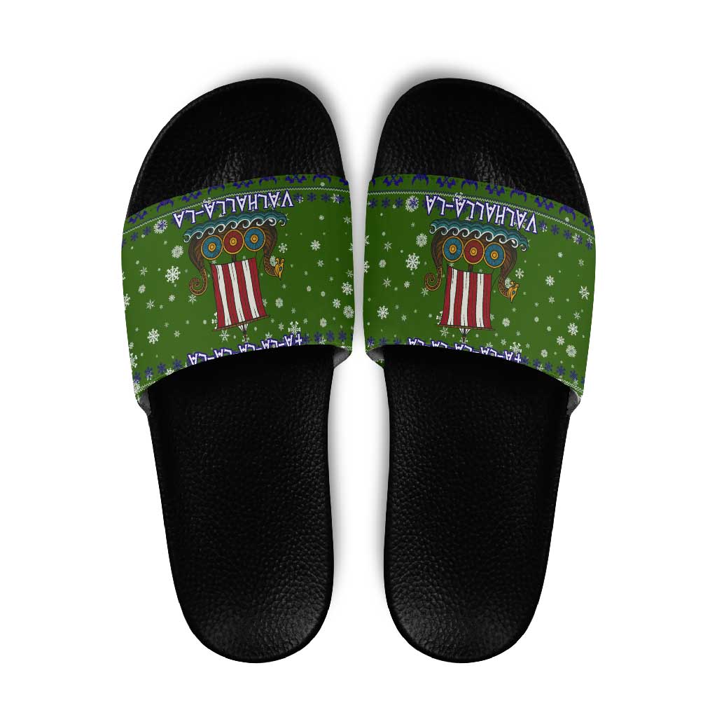 Amazing Viking Christmas Slide Sandals Xmas Holiday Patterns - Wonder Print Shop