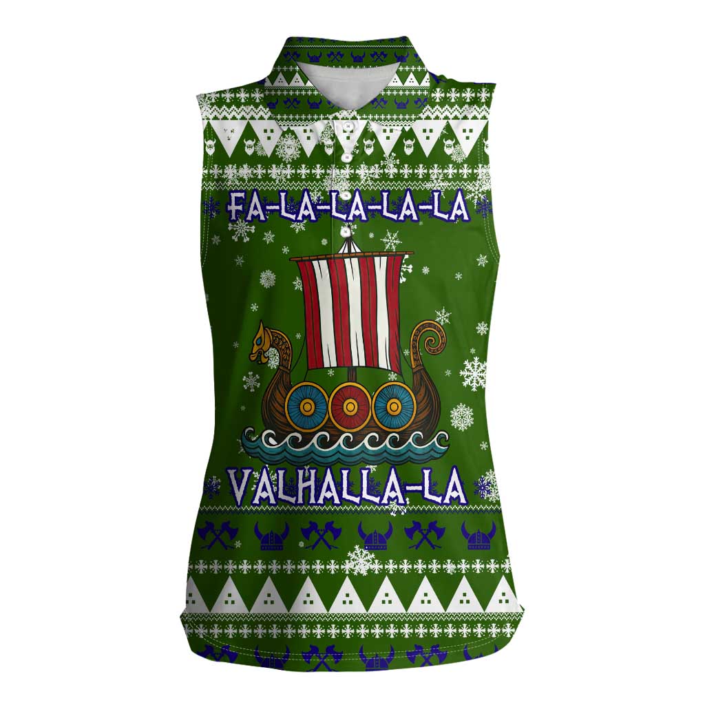 Amazing Viking Christmas Women Sleeveless Polo Shirt Xmas Holiday Patterns - Wonder Print Shop
