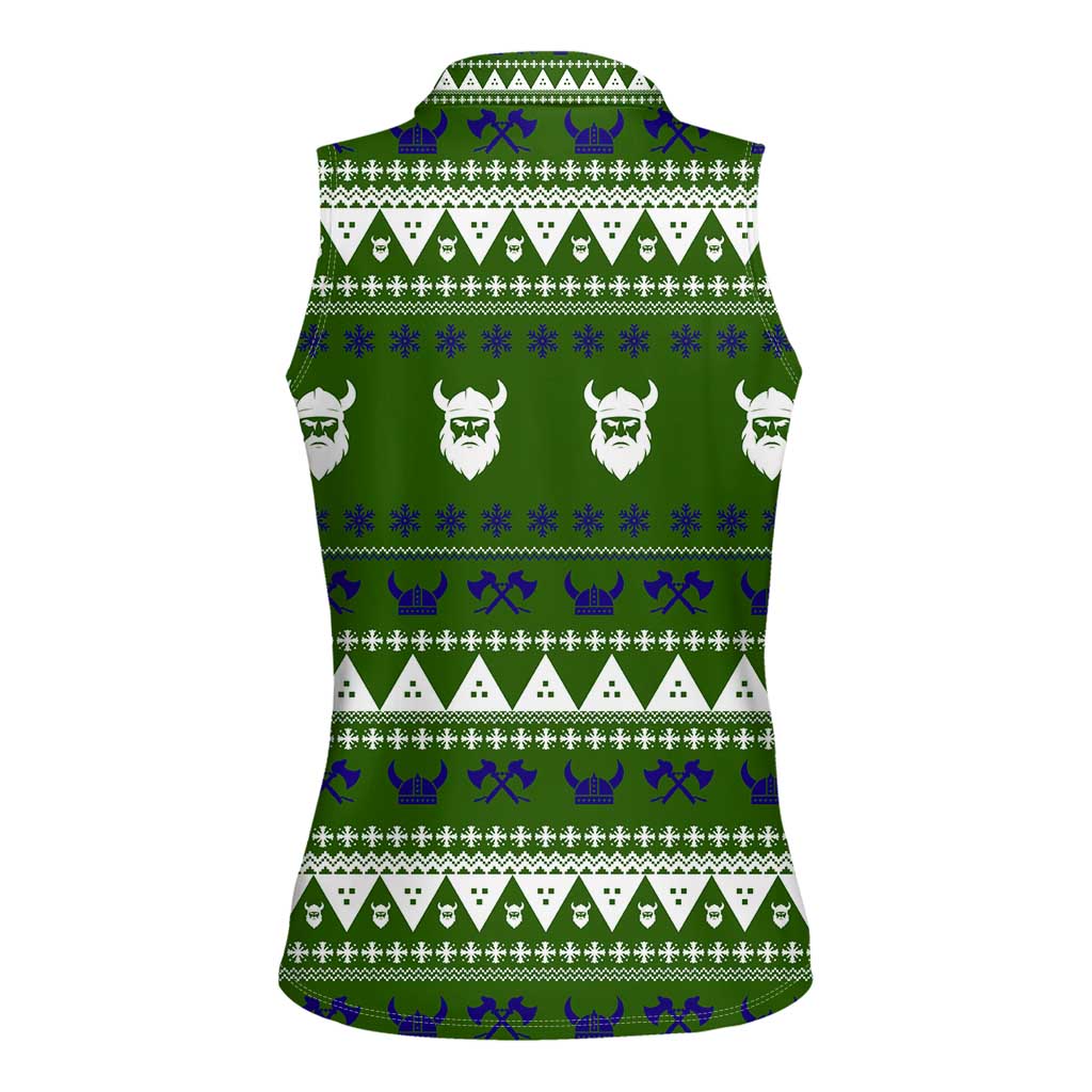 Amazing Viking Christmas Women Sleeveless Polo Shirt Xmas Holiday Patterns - Wonder Print Shop
