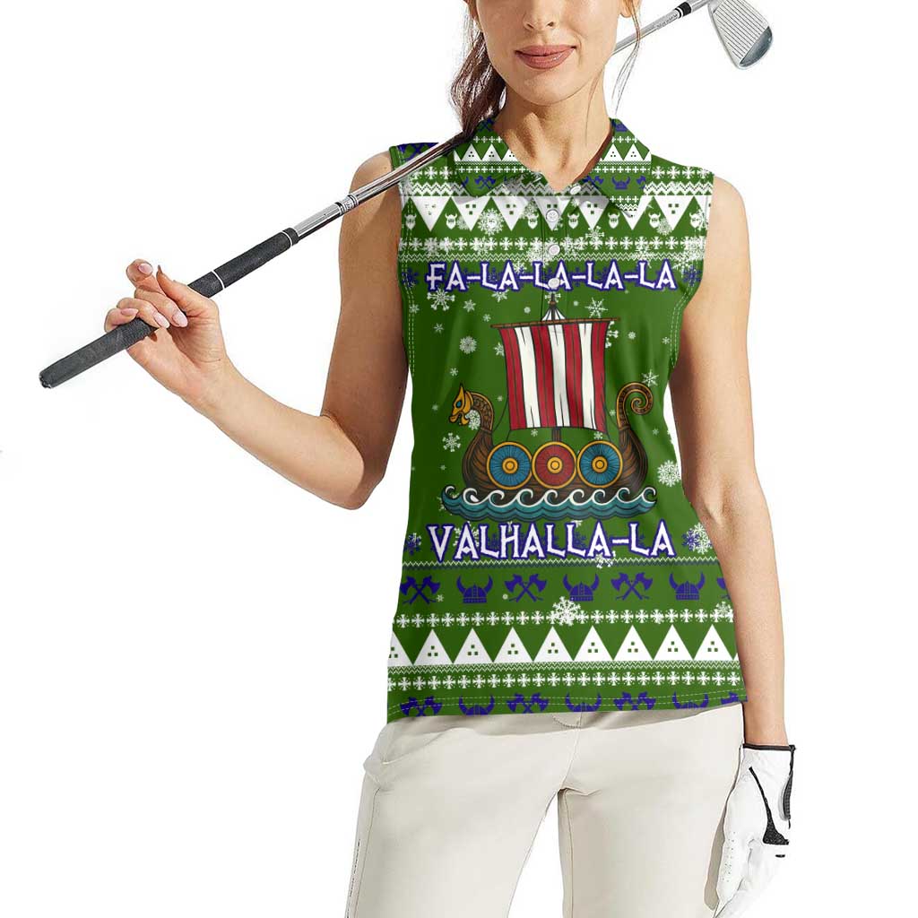 Amazing Viking Christmas Women Sleeveless Polo Shirt Xmas Holiday Patterns - Wonder Print Shop