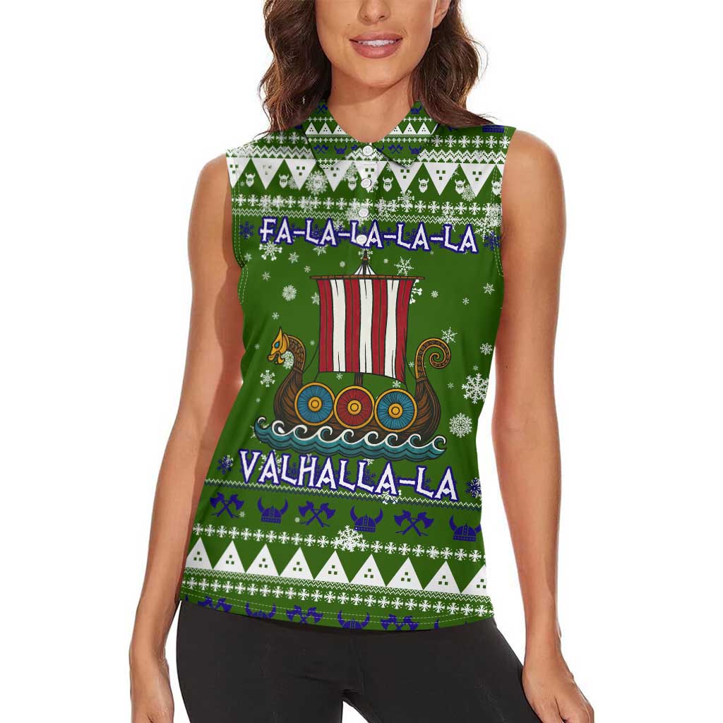 Amazing Viking Christmas Women Sleeveless Polo Shirt Xmas Holiday Patterns - Wonder Print Shop