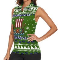 Amazing Viking Christmas Women Sleeveless Polo Shirt Xmas Holiday Patterns - Wonder Print Shop