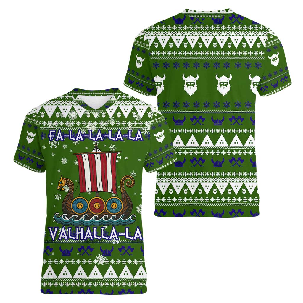 Amazing Viking Christmas Women V-Neck T-Shirt Xmas Holiday Patterns - Wonder Print Shop