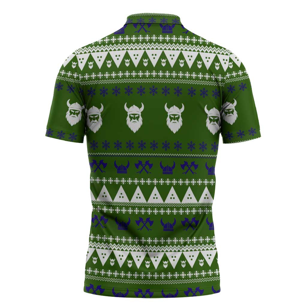 Amazing Viking Christmas Zipper Polo Shirt Xmas Holiday Patterns - Wonder Print Shop