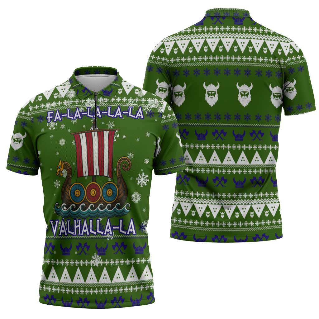 Amazing Viking Christmas Zipper Polo Shirt Xmas Holiday Patterns - Wonder Print Shop