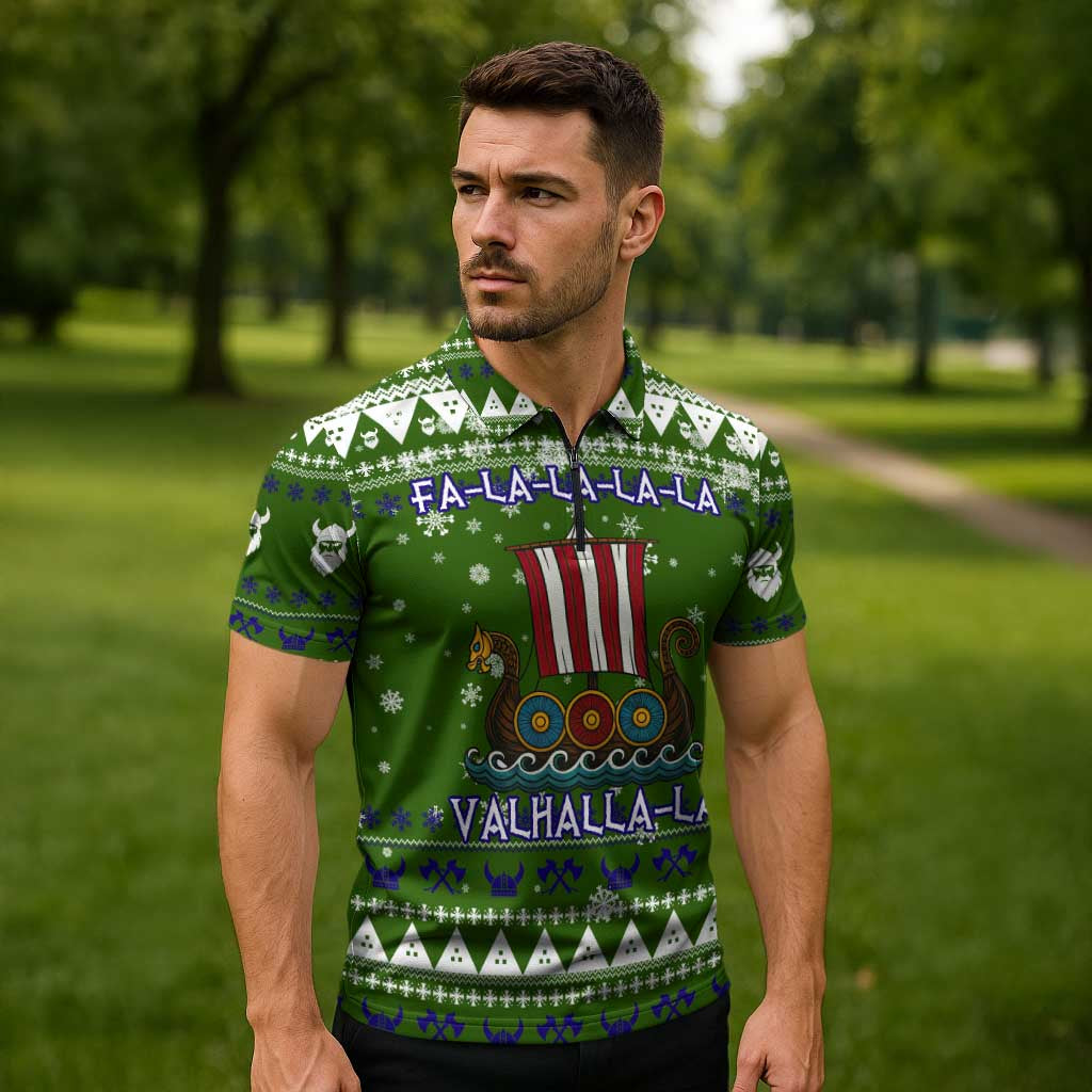 Amazing Viking Christmas Zipper Polo Shirt Xmas Holiday Patterns - Wonder Print Shop