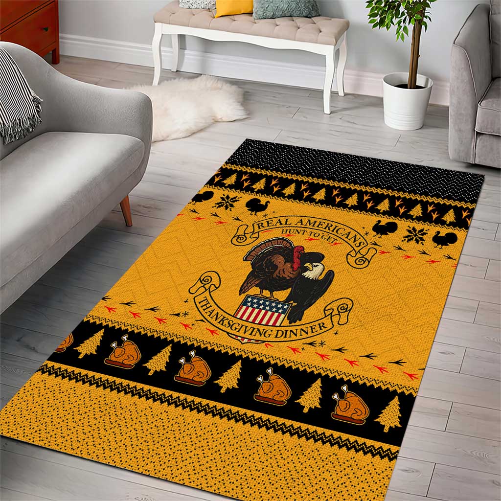 Americans Turkey Hunting Thanksgiving Christmas Area Rug Xmas Holiday Patterns - Wonder Print Shop