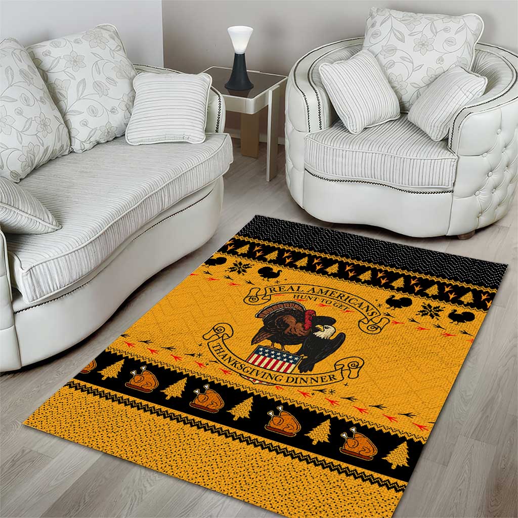 Americans Turkey Hunting Thanksgiving Christmas Area Rug Xmas Holiday Patterns - Wonder Print Shop