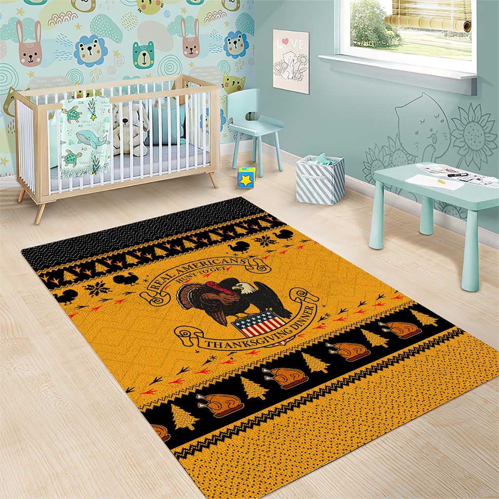 Americans Turkey Hunting Thanksgiving Christmas Area Rug Xmas Holiday Patterns - Wonder Print Shop