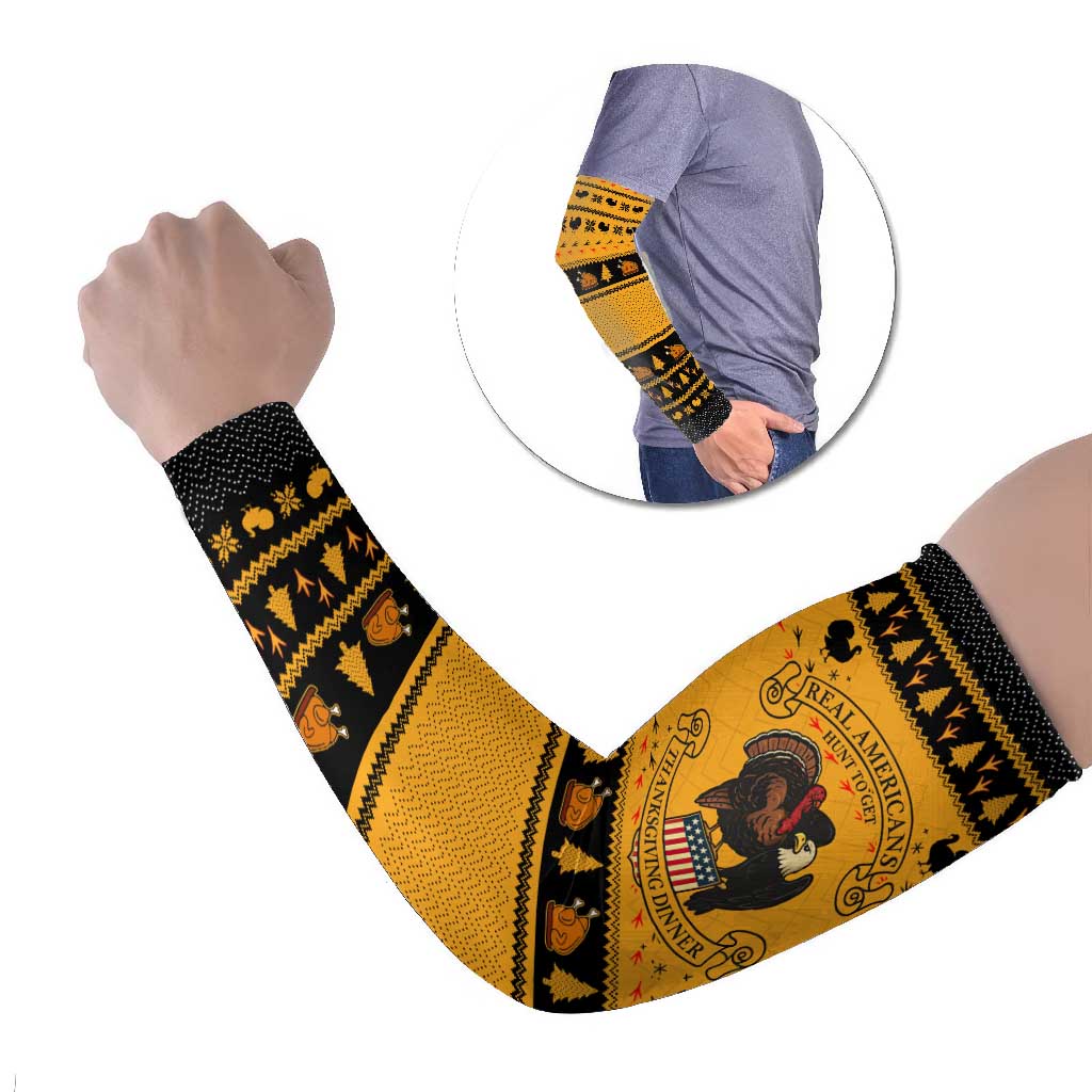 Americans Turkey Hunting Thanksgiving Christmas Arm Sleeves Xmas Holiday Patterns - Wonder Print Shop