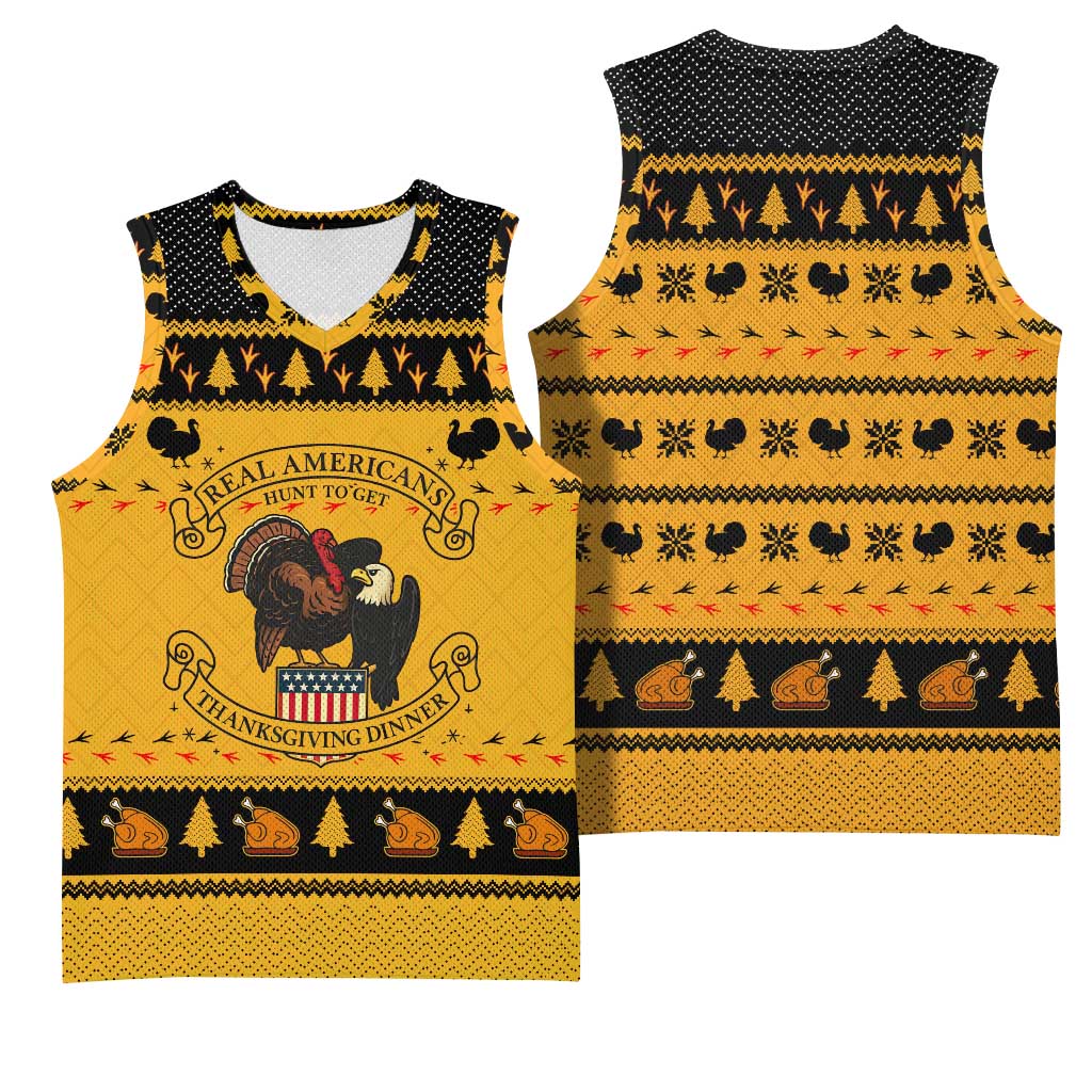 Americans Turkey Hunting Thanksgiving Christmas Basketball Jersey Xmas Holiday Patterns - Wonder Print Shop